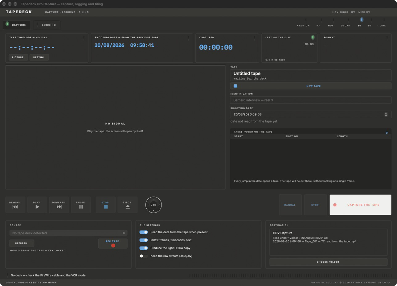 Tapedeck Pro Capture, LUCIDA interface