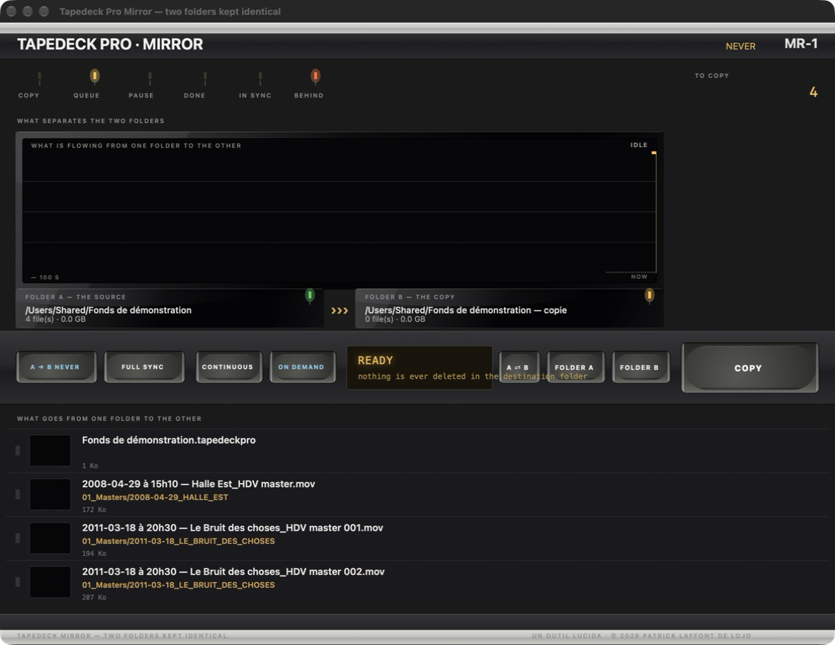 Tapedeck Pro Mirror, Platine skin
